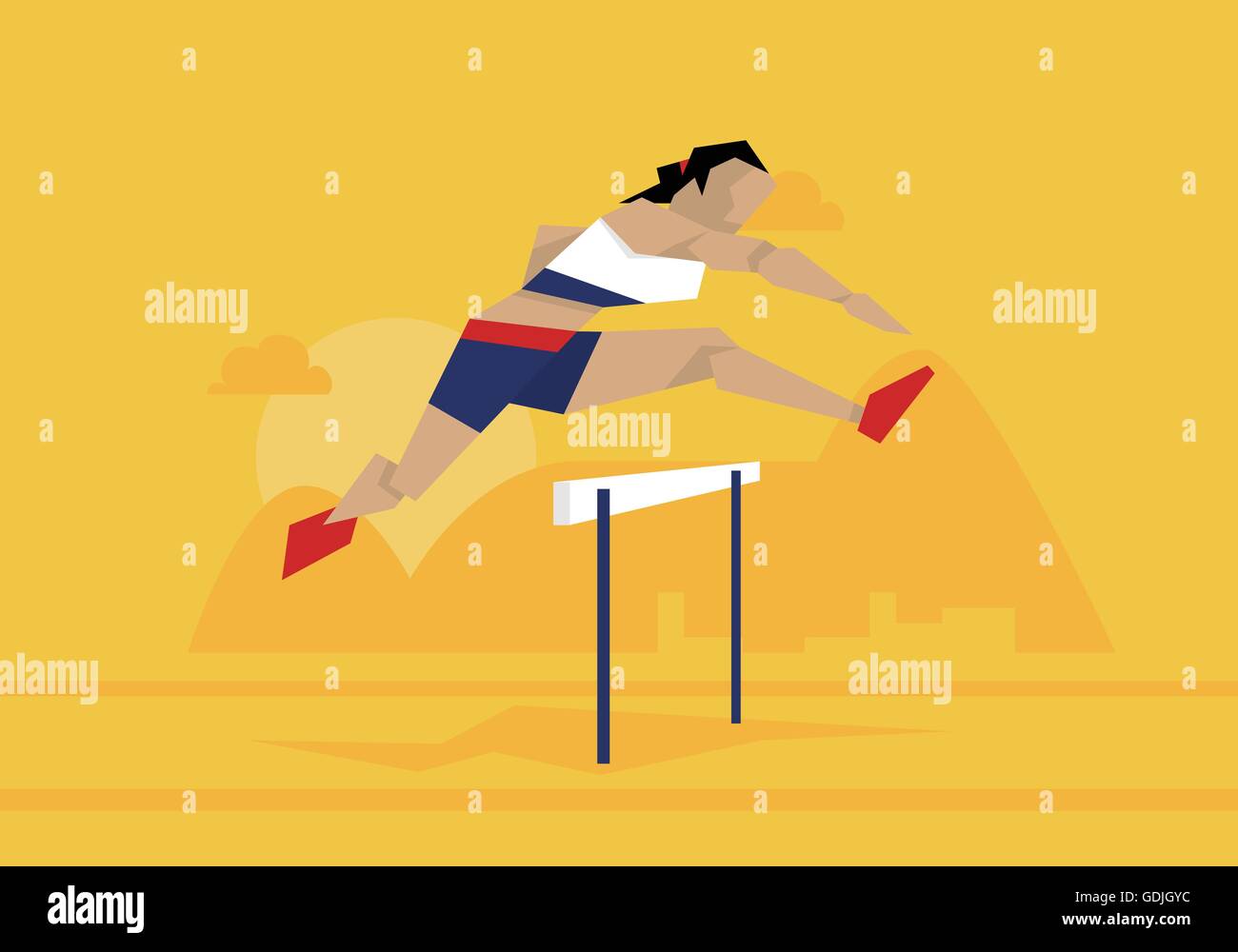 Illustration Of Female Athlete Competing In Hurdles Race Stock Vector ...