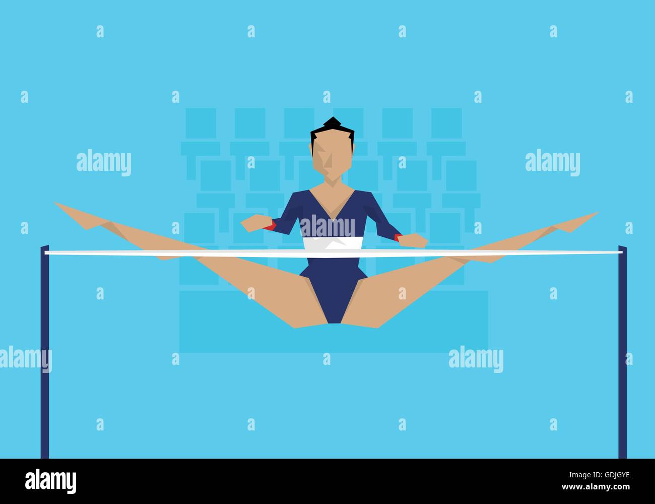 Illustration Of Female Gymnast Competing On Pommel Horse Stock Vector