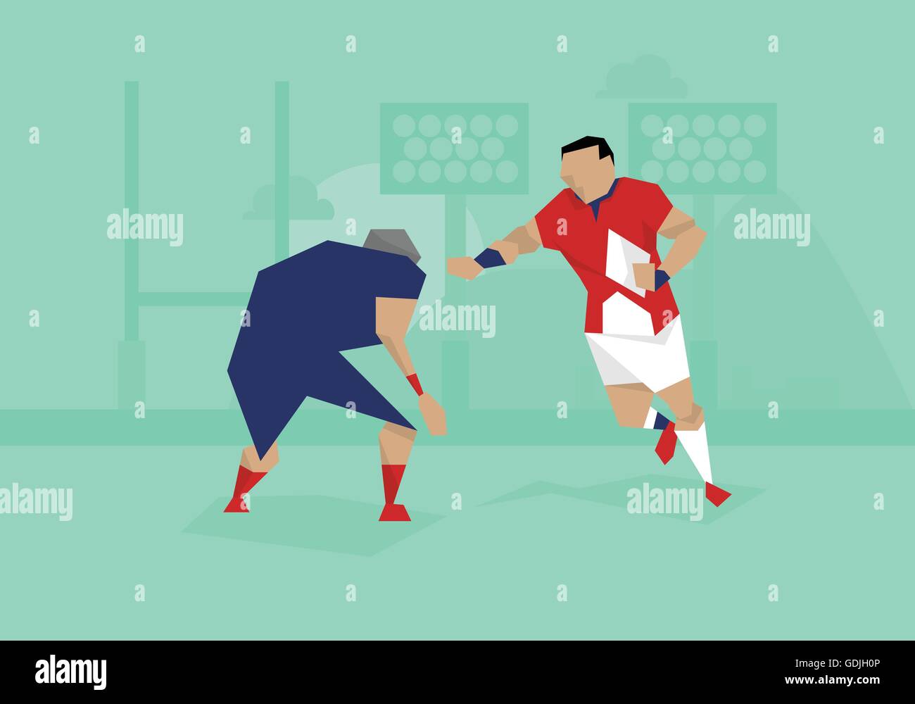 Illustration Of Male Soccer Rugby Competing In Match Stock Vector