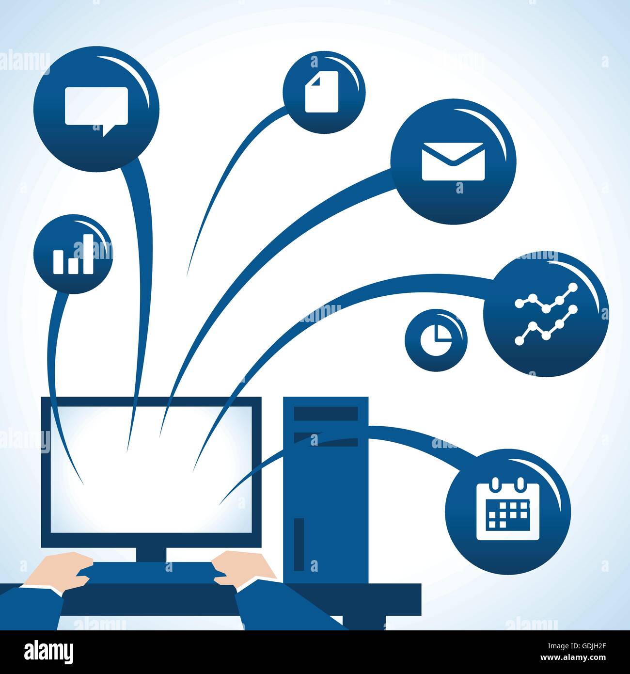 Cartoon man using computer in hi-res stock photography and images - Alamy