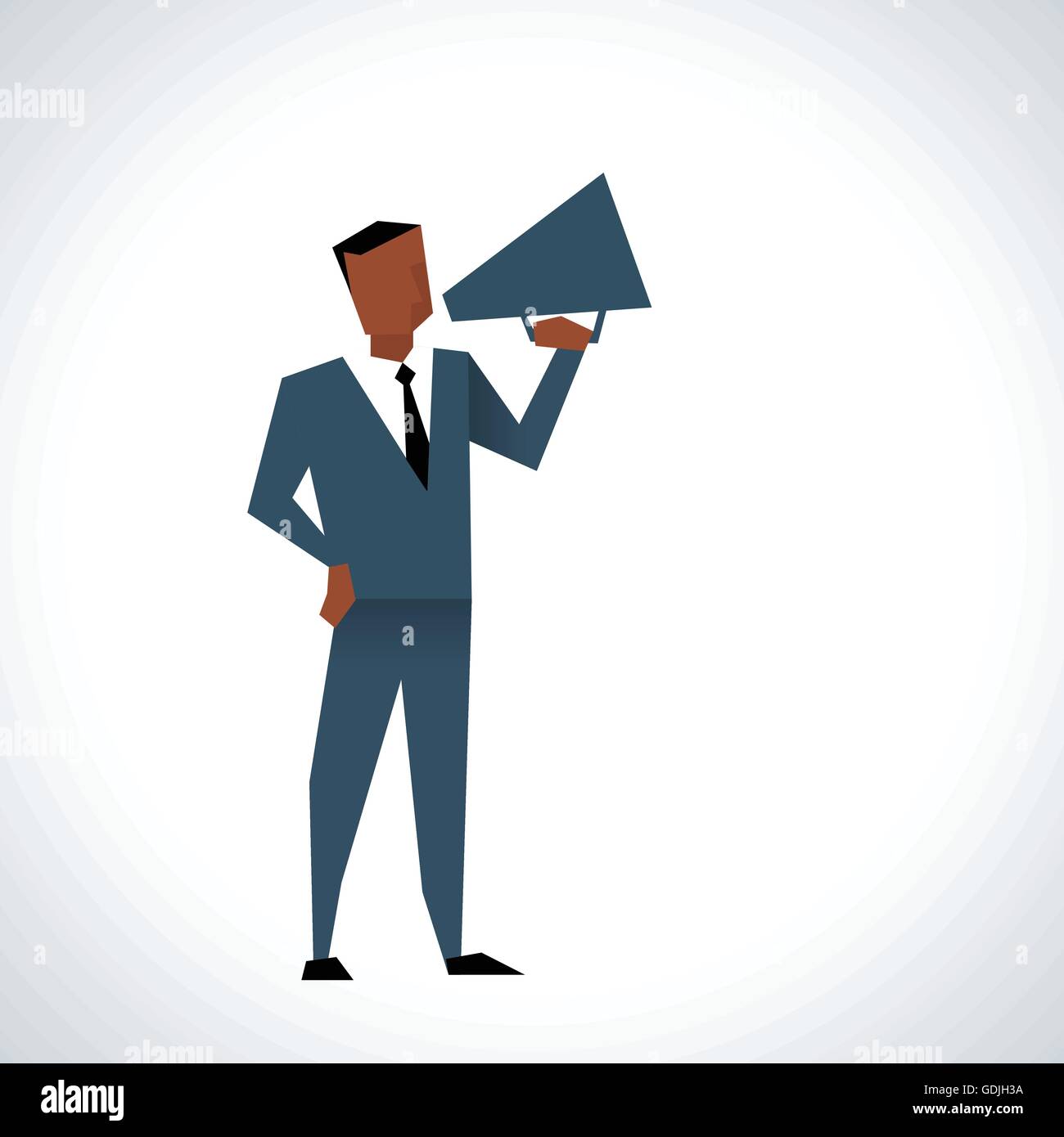 Illustration Of Businessman Speaking Through Megaphone Stock Vector