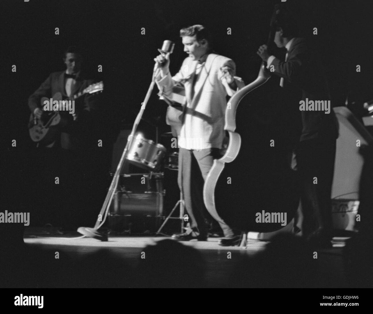 Elvis Presley in concert at the Fox Theater, Detroit, Michigan, May 25, 1956. Stock Photo