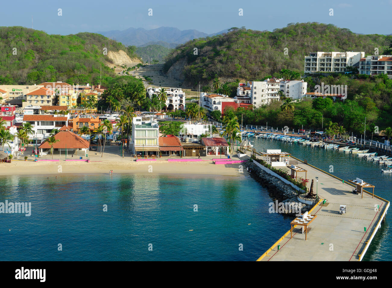 Cruise Ship Dock And View Over Huatulco Oaxaca Mexico Stock Photo Alamy