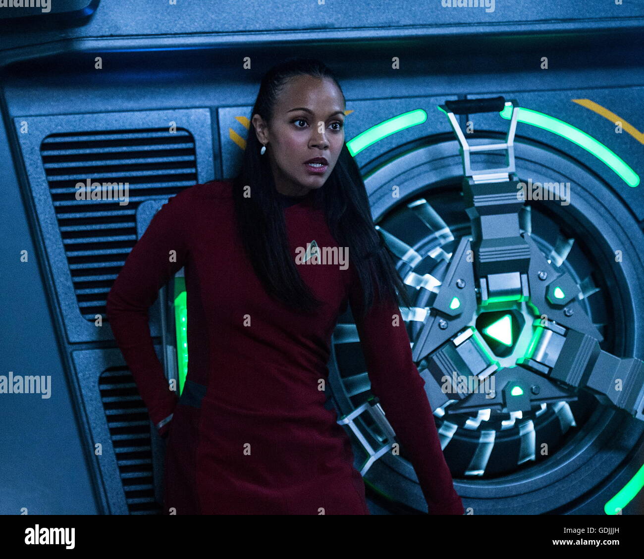 RELEASE DATE: July 22, 2016 TITLE: Star Trek Beyond STUDIO: Paramount Pictures DIRECTOR: Justin Lin PLOT: The USS Enterprise crew explores the furthest reaches of uncharted space, where they encounter a mysterious new enemy who puts them and everything the Federation stands for to the test PICTURED: Zoe Saldana as Lieutenant Uhura (Credit: c Paramount Pictures/Entertainment Pictures/) Stock Photo