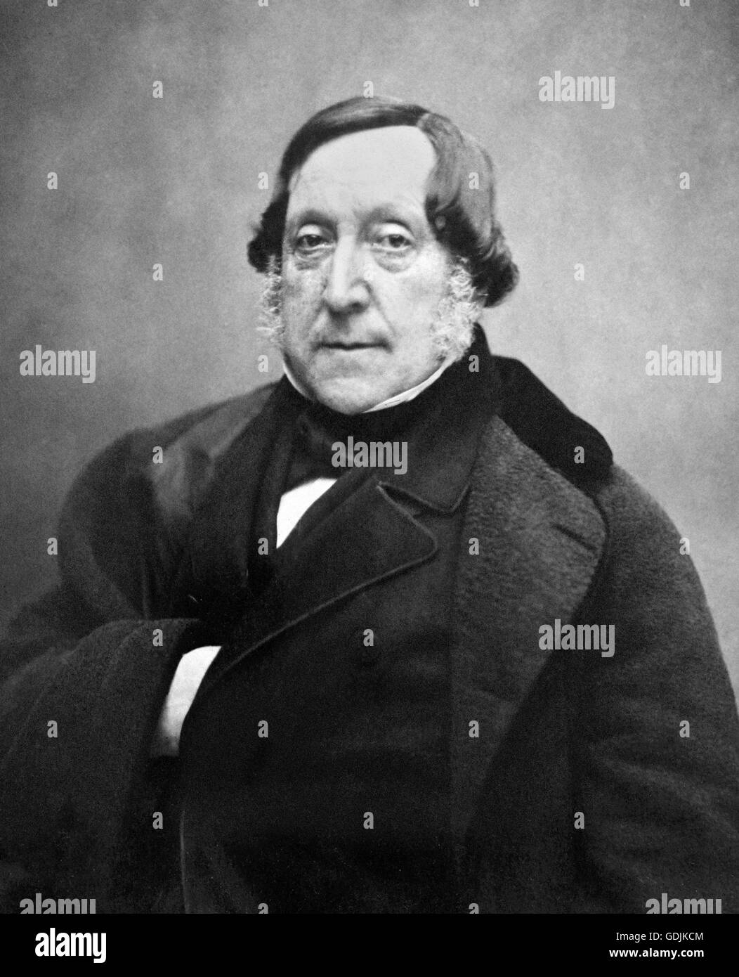 Rossini. Portrait of the Italian composer, Gioachino Antonio Rossini (1792-1868), by Nadar [Gaspard Félix Tournachon], 1855-1857. Stock Photo