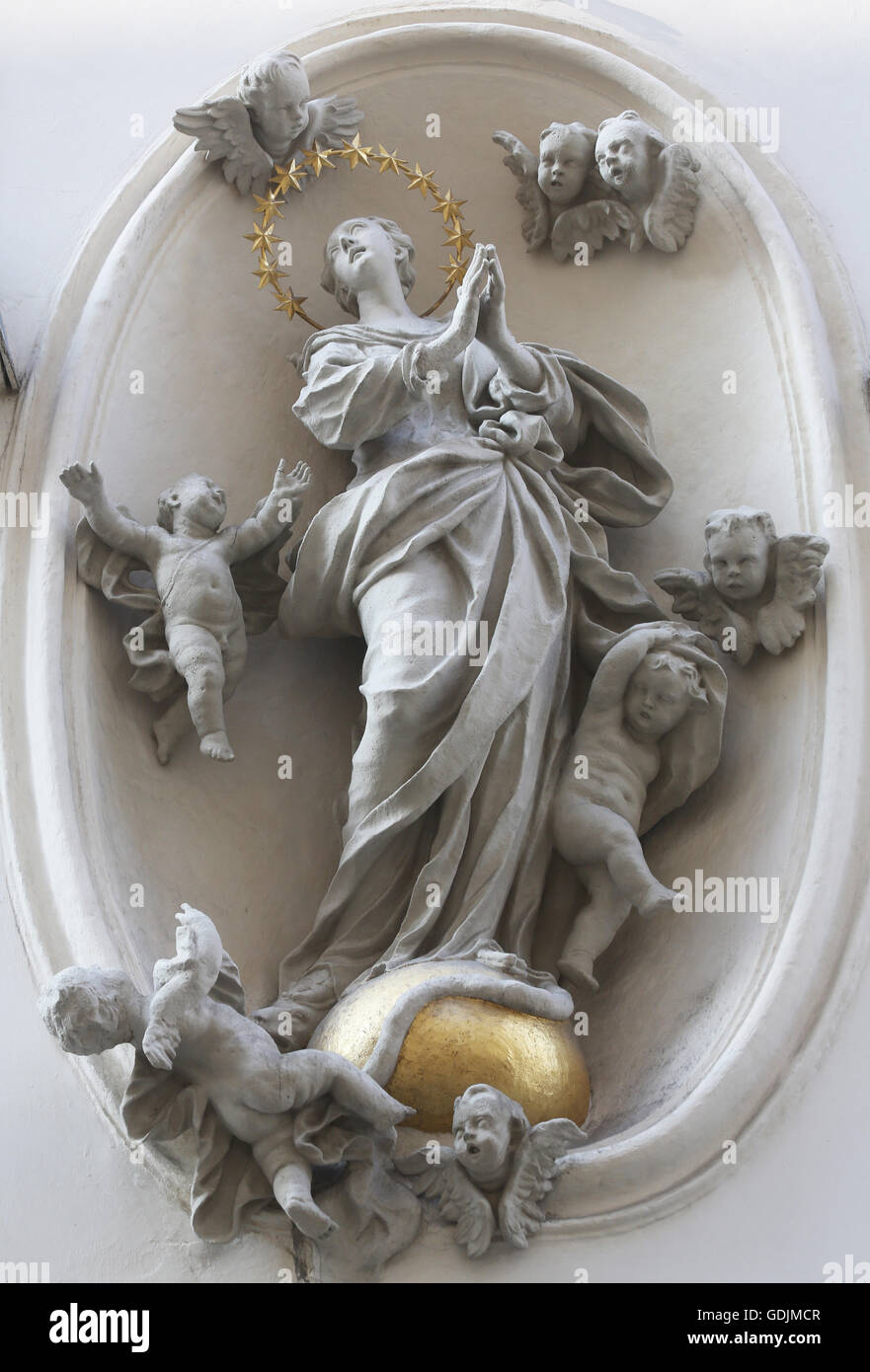 Virgin Mary street statue in Vienna, Austria on October 10, 2014 Stock ...