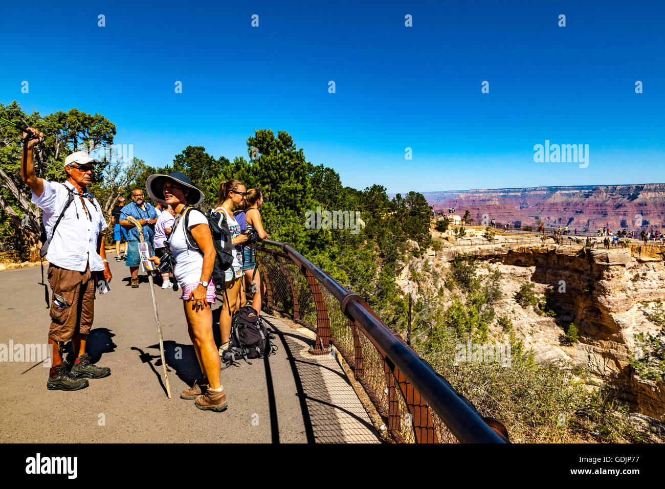 Tourists At Mather Point On The South Rim At Grand Canyon National Park