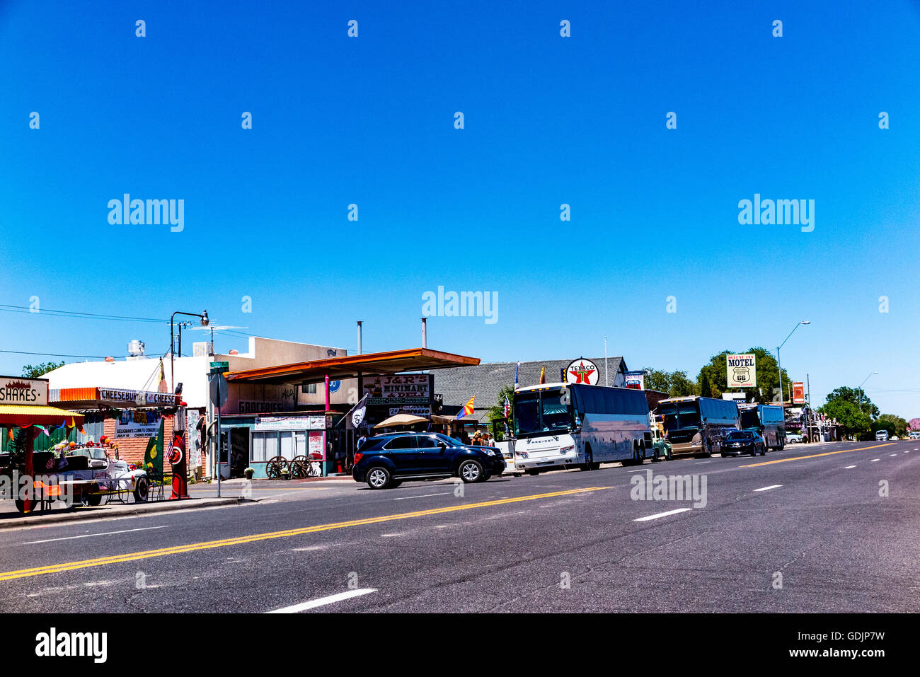 Seligman Arizona historic route 66 main street a favorite stop of tour buses Stock Photo