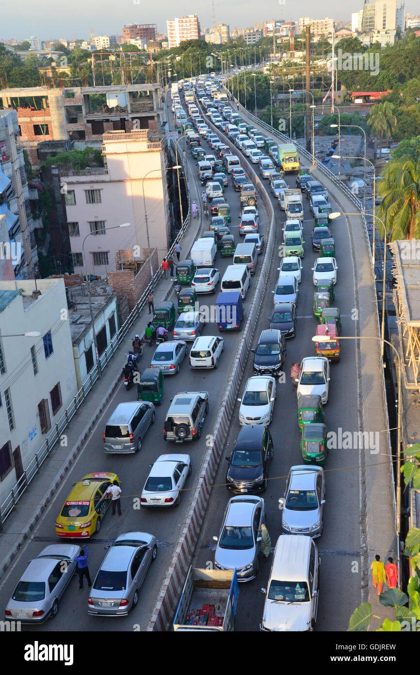 Heavy traffic jams in Dhaka city, Bangladesh. On June 28, 2016 Stock