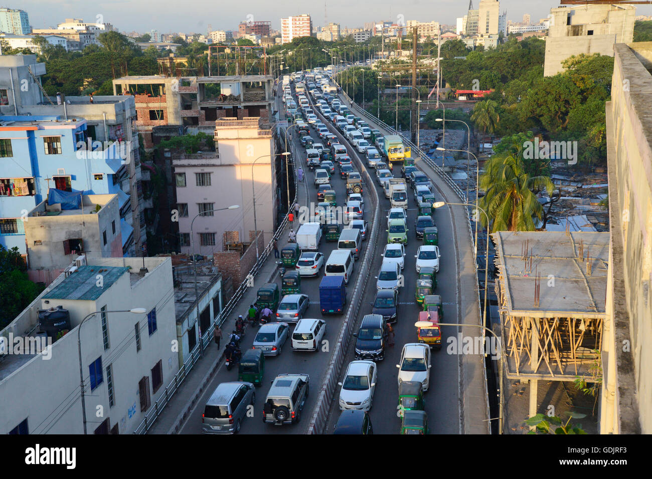 Heavy traffic jams in Dhaka city, Bangladesh. On June 28, 2016 Stock Photo