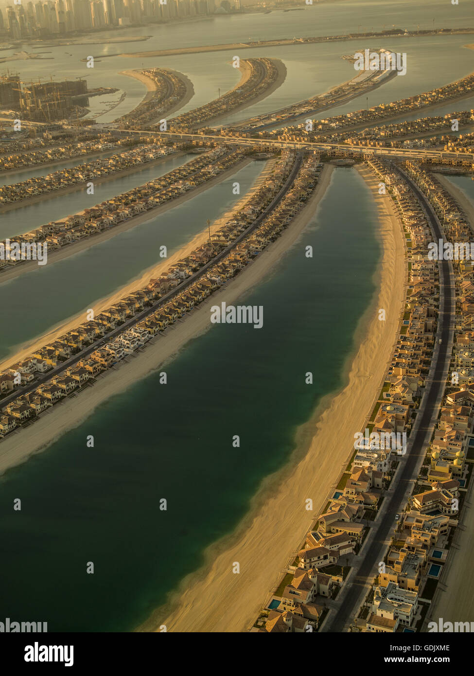 Frond, Palm Jumeirah, Dubai, Aerial Stock Photo