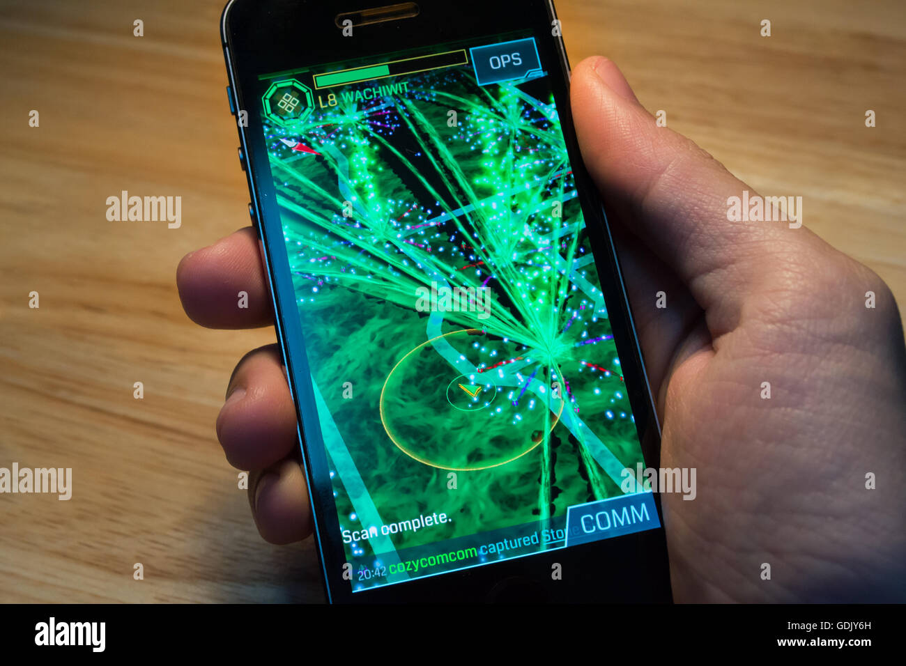 Bangkok, Thailand - July 17, 2016 : Ingress is a game which was developed by Niantic Labs before the coming of Pokemon Go. Stock Photo