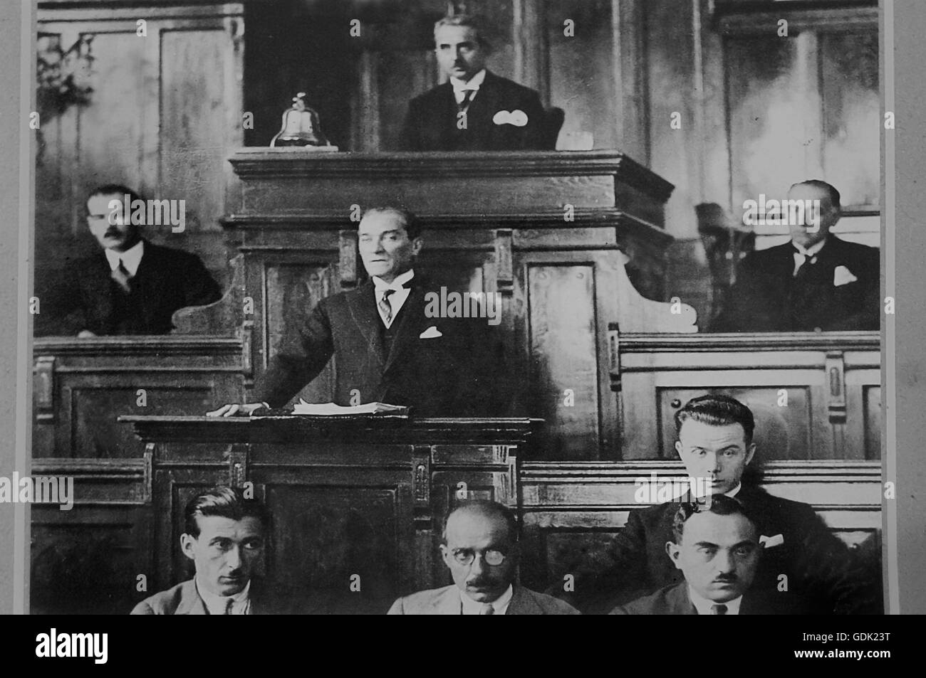 Ataturk at the Turkish parliament in 1928, Turkey. Stock Photo