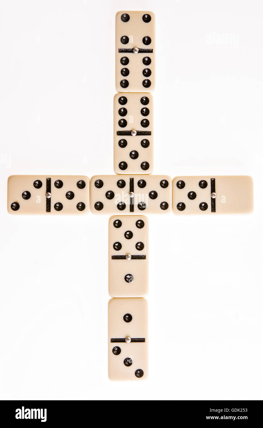 ivory domino pieces view from top on white background Stock Photo