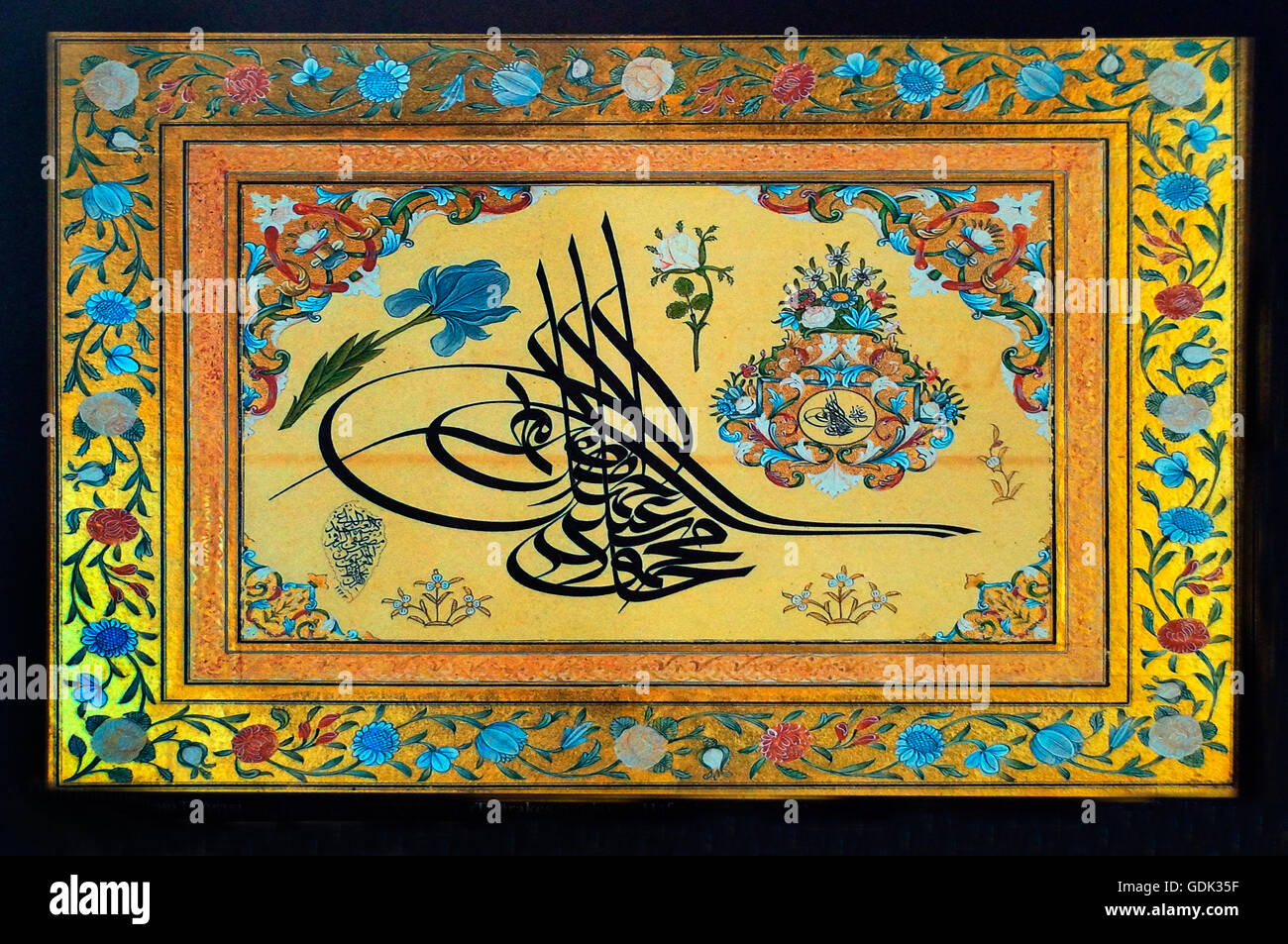 3D Tughra - Imperial calligraphic monogram, seal or signature of a sultan.  Stock Illustration
