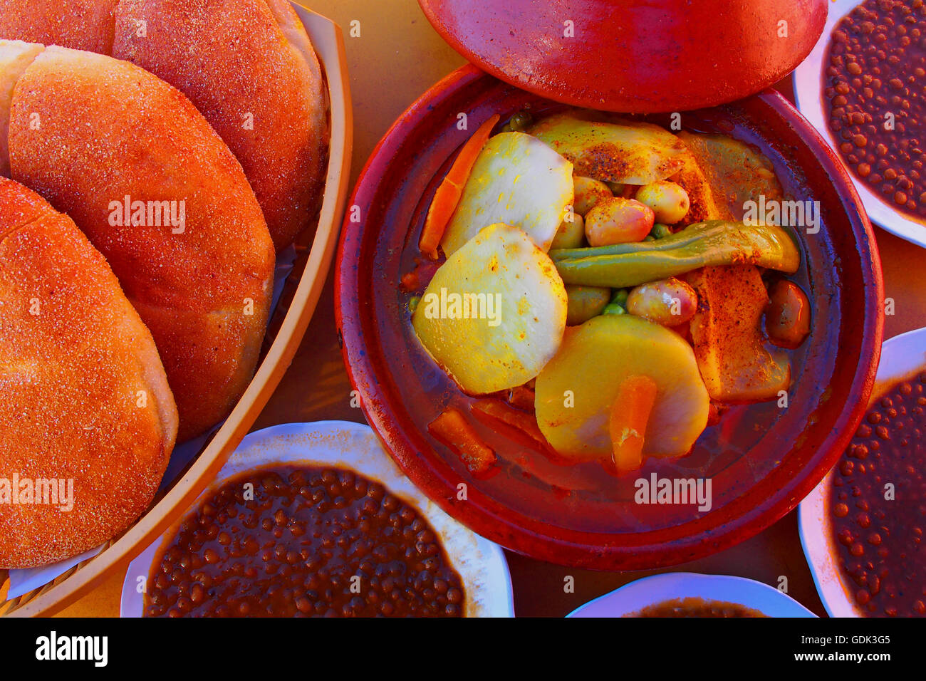 Vegetable Tagine and lentils with cumin, Food, Morocco Stock Photo Alamy