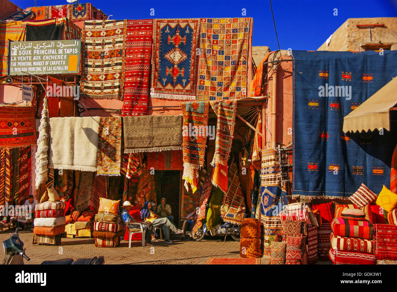 At the Carpets Souk in the "Medina" at Marrakech, Morocco Stock Photo -  Alamy