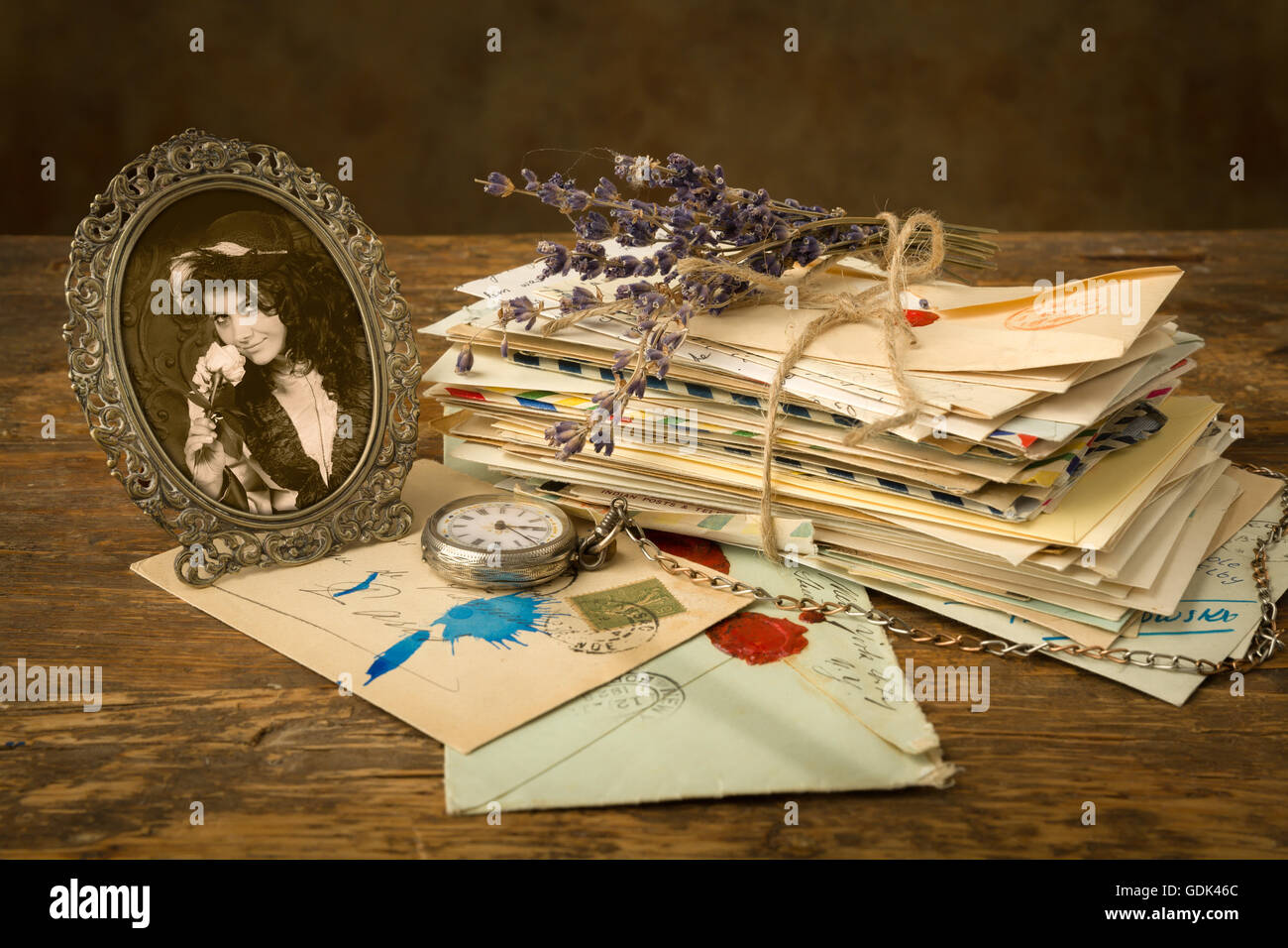 Old woman with letters hi-res stock photography and images - Alamy