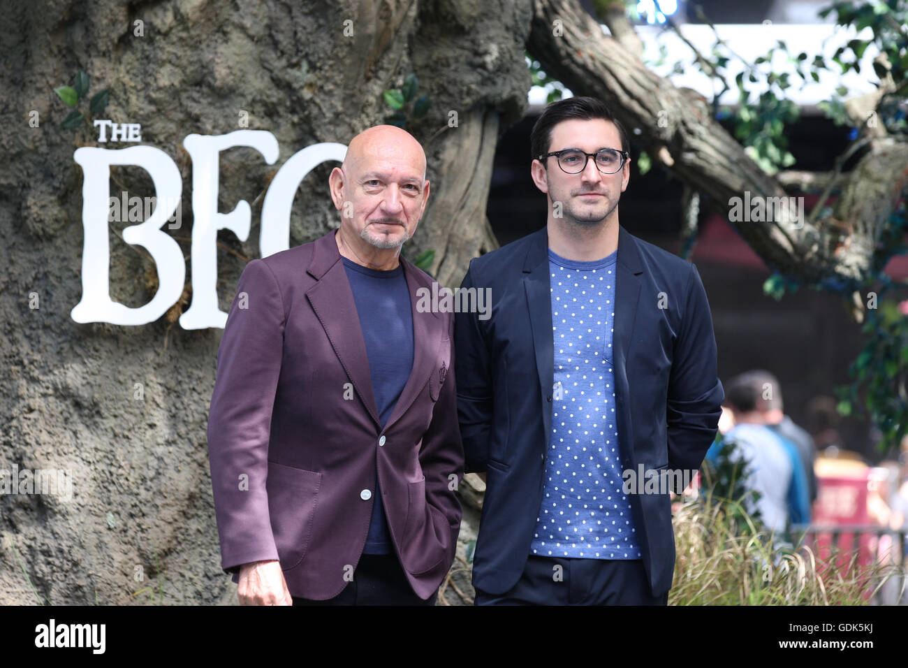 Sir Ben Kingsley (L) and son Ferdinand Kingsley attend the UK Premiere of The BFG at Odeon Leicester Square in London  - Jul,  1 Stock Photo