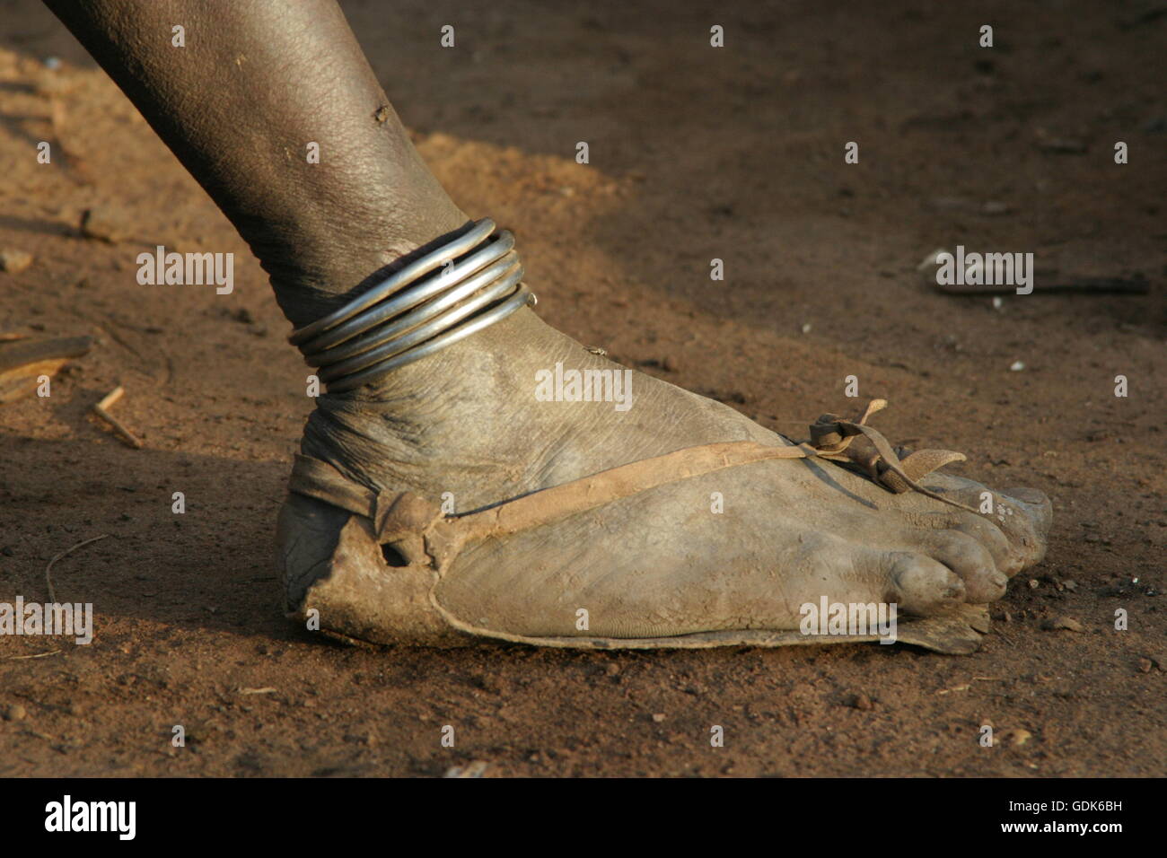 Foot of a Toposa woman, Sudan Stock Photo