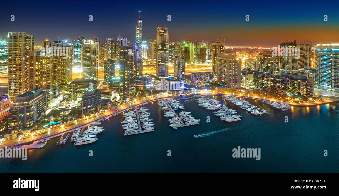 Dubai Marina by night Stock Photo - Alamy