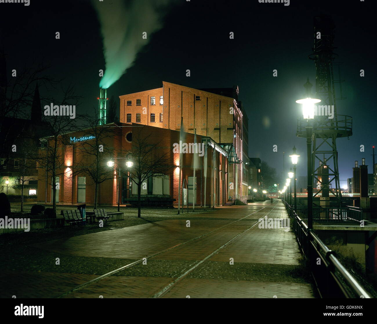 geography / travel, Germany, North Rhine-Westphalia, Duisburg, Museum of Culture and City History, built: 1904, exterior view, night shot, Stock Photo