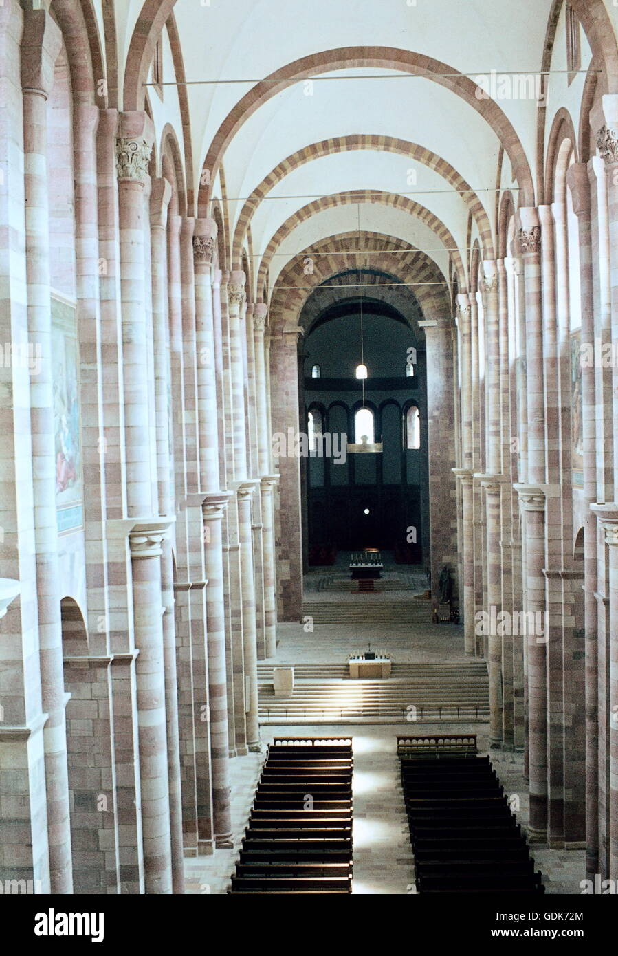 geography / travel, Germany, Rhineland-Palatinate, Speyer, churches, cathedral, built: 1030 - 1061, nave, detail, interior view, Stock Photo
