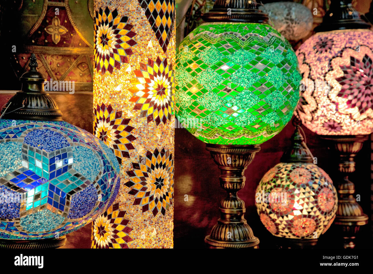 Traditional glass lamps for sale at Dubai, United Arab Emirates Stock