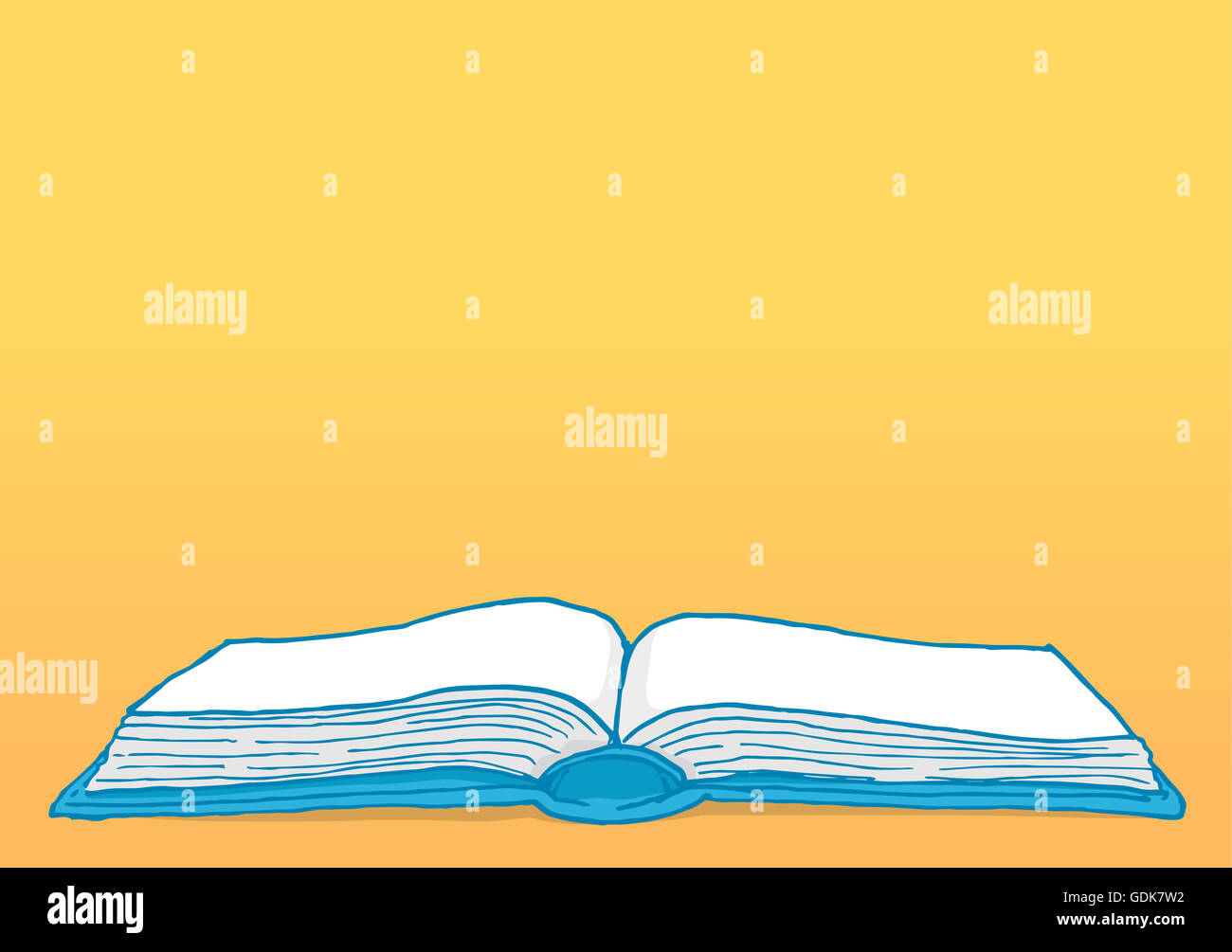 Cartoon illustration education background with blank open book Stock Photo  - Alamy