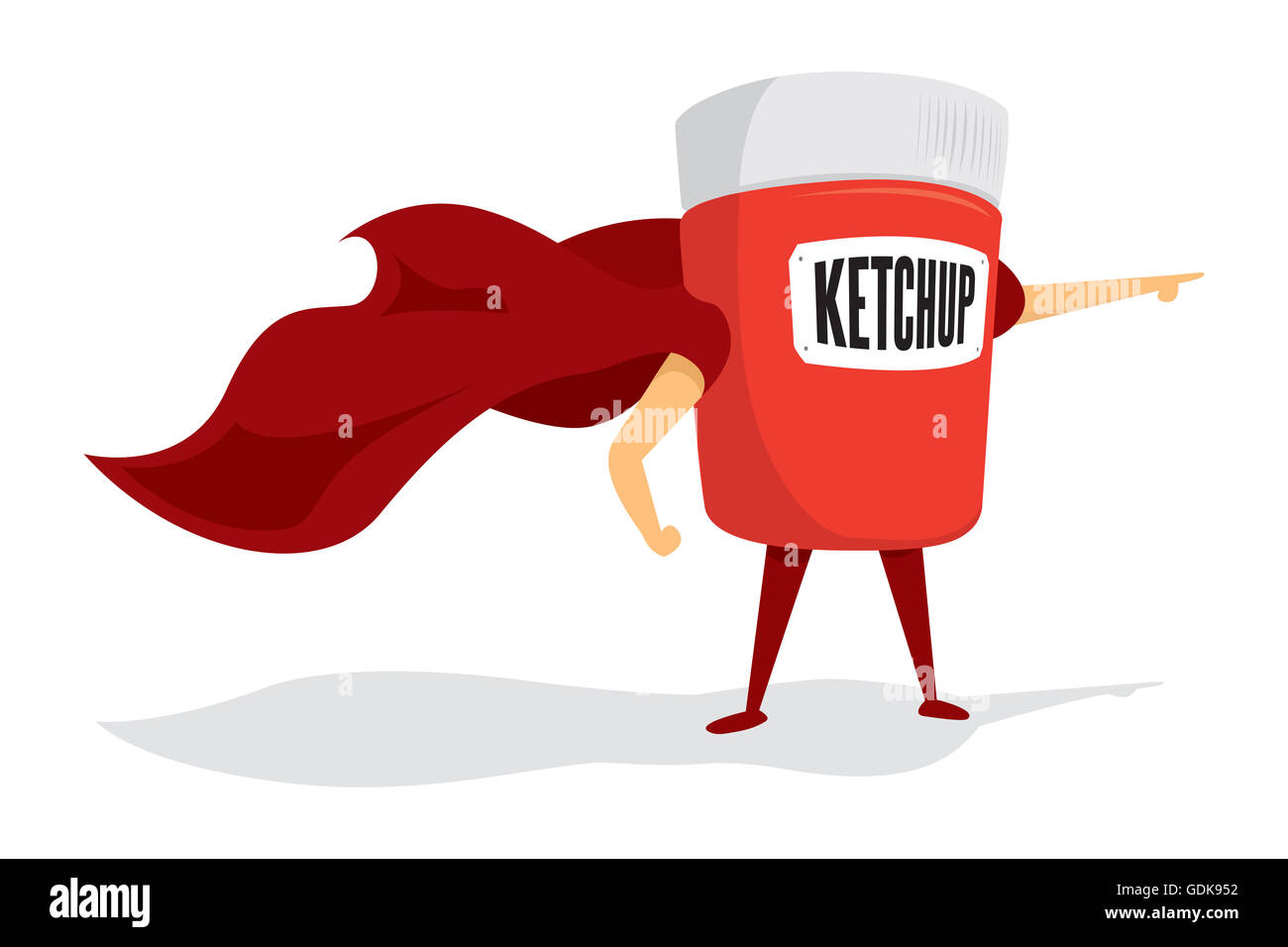 Cartoon illustration of ketchup super hero saving the day Stock Photo -  Alamy