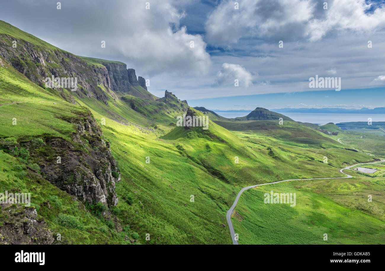 Pinnacles of the Quiraing Hill the Northernmost Summit of the Trotternish on the Isle of Skye, Scotland Stock Photo