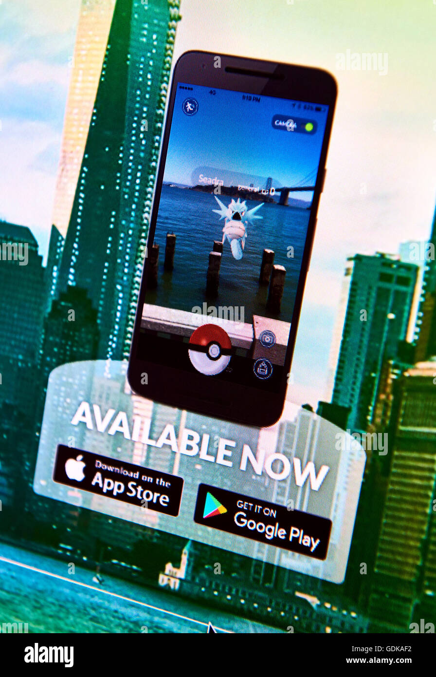 Pokemon Go home page Stock Photo