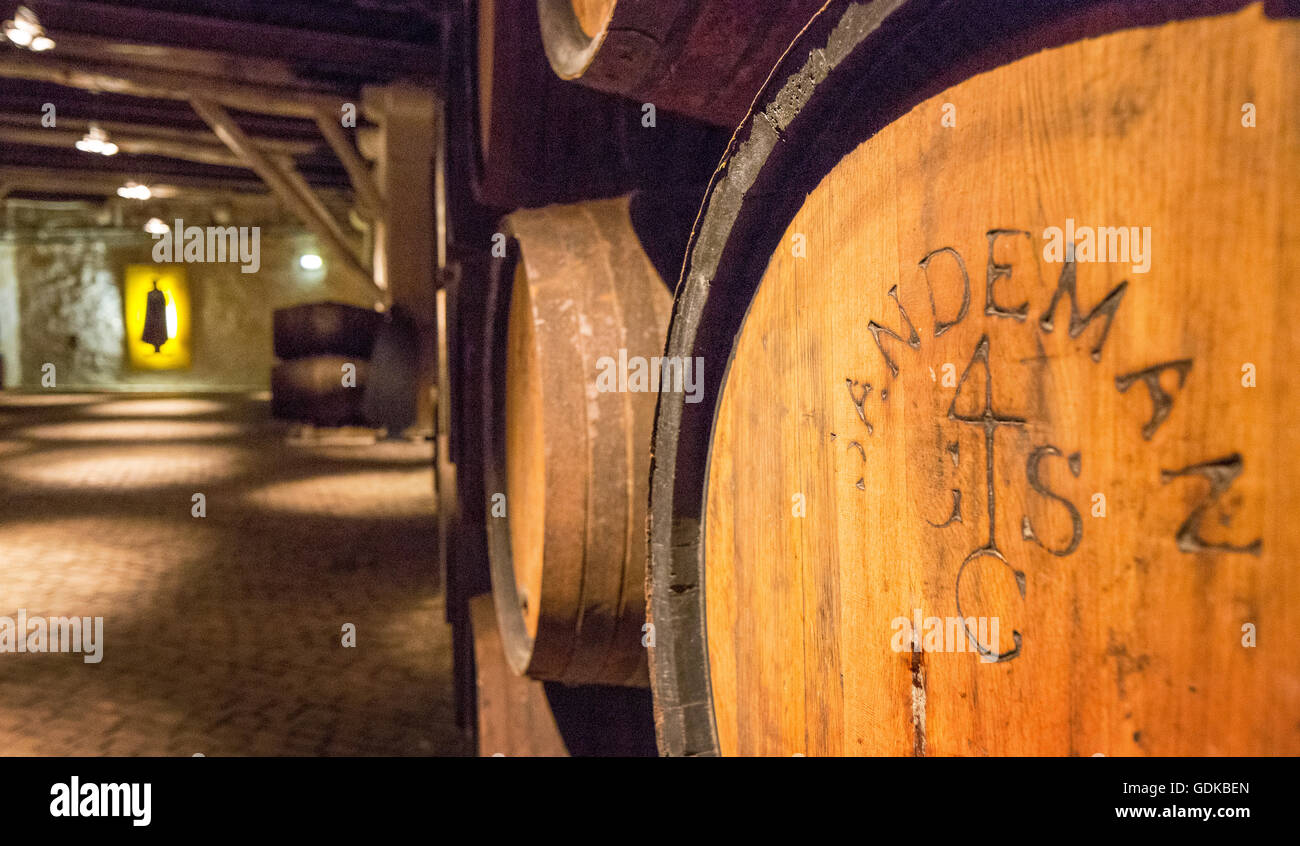 Port wine barrels, wine cellar wine cellar Sandeman in Gaia, Porto
