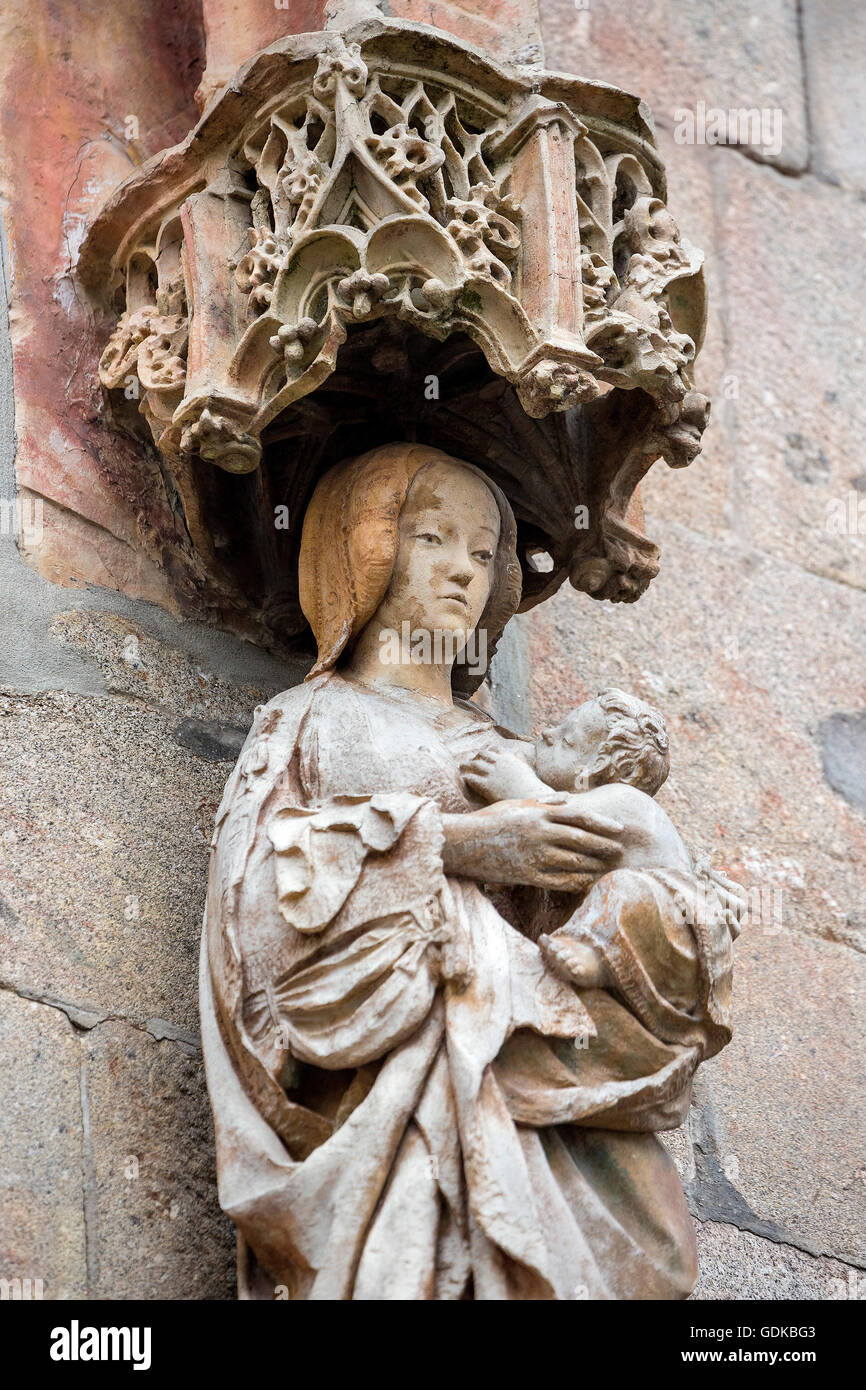 Nossa Senhora do leite, the symbol of Braga, the lactating Mary with the Infant Jesus, Braga, Braga District, Portugal, Europe, Stock Photo