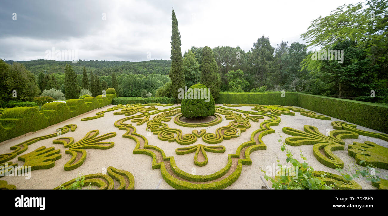 Baroque garden, landscaped gardens of the palace, Casa de Mateus, palace with large gardens, Arroios, Vila Real District, Stock Photo