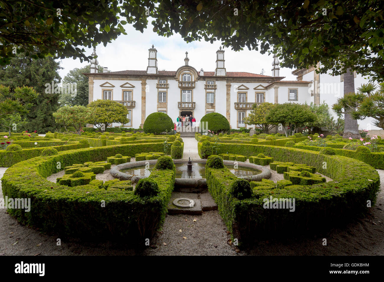 landscaped gardens of the palace, Casa de Mateus, palace with large gardens, Arroios, Vila Real District, Portugal, Europe, Stock Photo