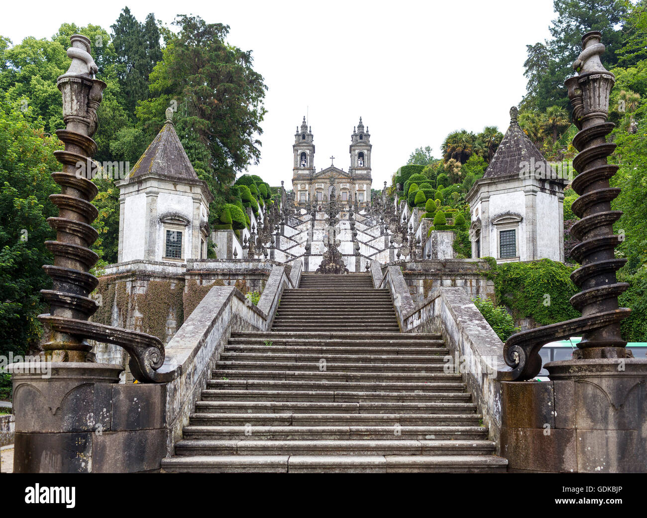Steps of the Five Senses, Bom Jesus do Monte, Sanctuary of Braga, Braga, Braga District, Portugal, Europe, Travel, Stock Photo