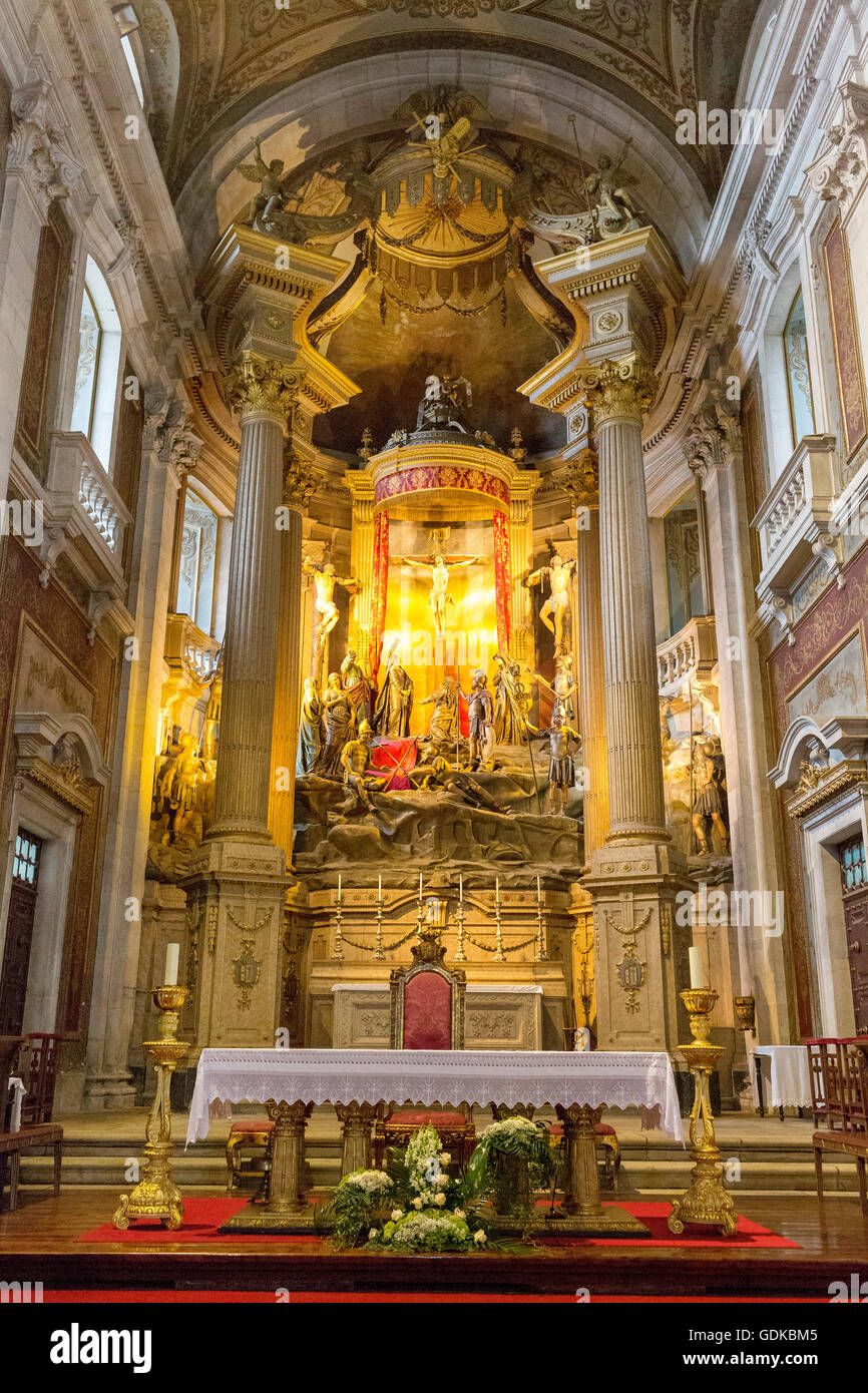 Choir vault and altar, Bom Jesus do Monte, Sanctuary of Braga, Braga, Braga District, Portugal, Europe, Travel, Stock Photo