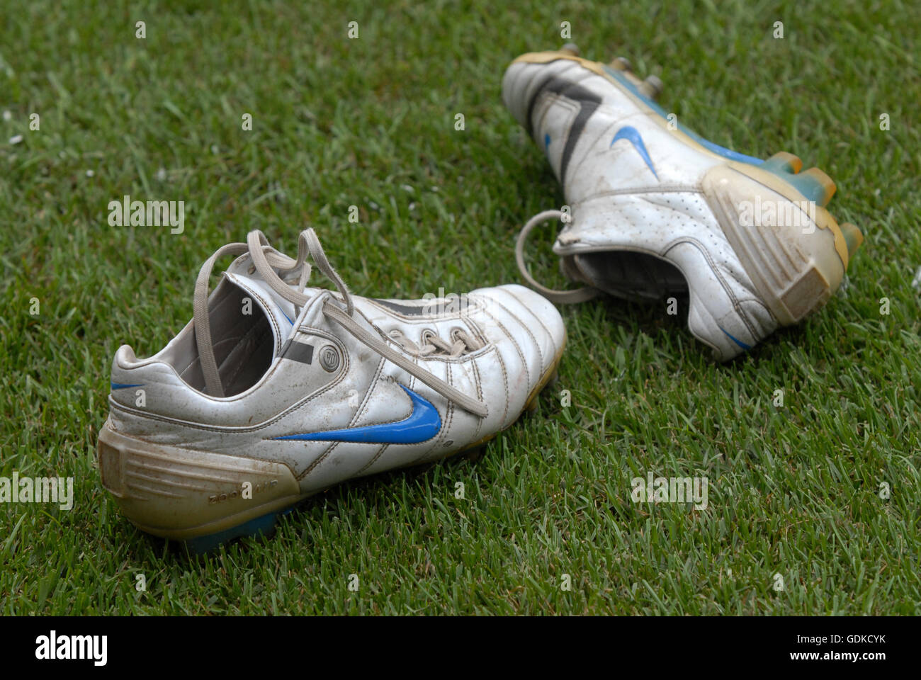 Nike football boots on the grass Stock 