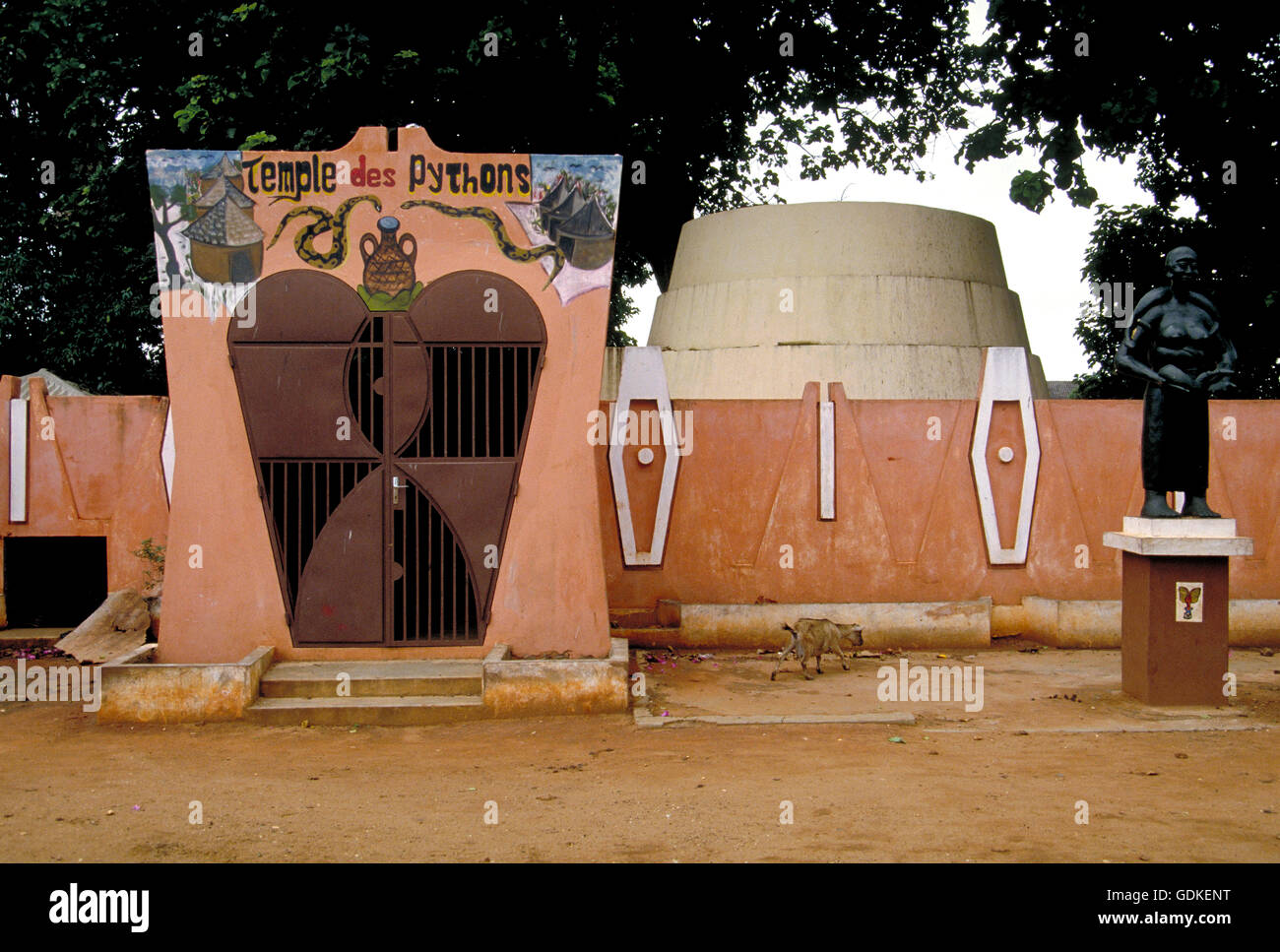 The sacred Temple of Pythons devoted to the Voodoo religion in Ouidah, Benin. West Africa. Stock Photo