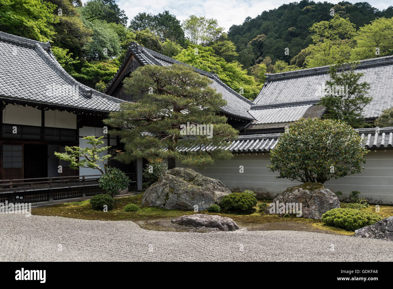 Zen garden of Hojo at Nanzen-ji Buddhist temple in Kyoto, Japan Stock Photo