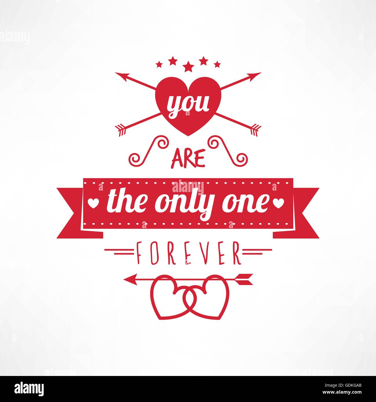 You are the only one text, st valentine love card Stock Vector
