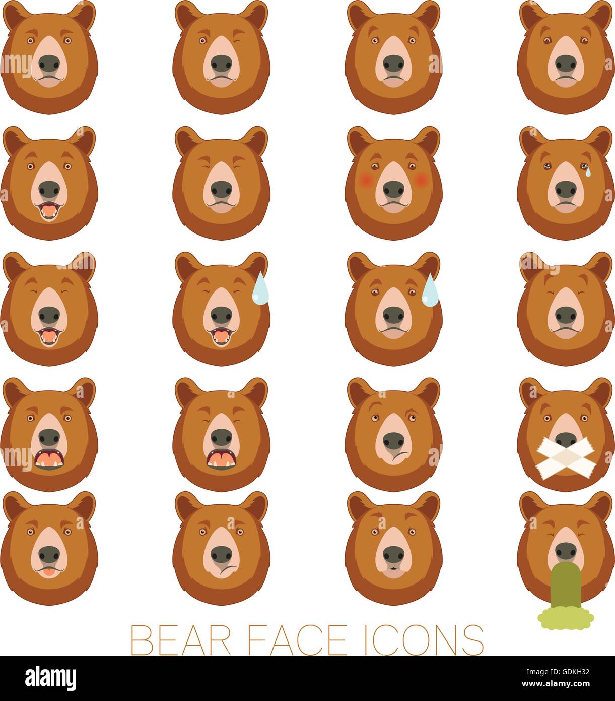 Set of bear face icons Stock Vector Image & Art - Alamy