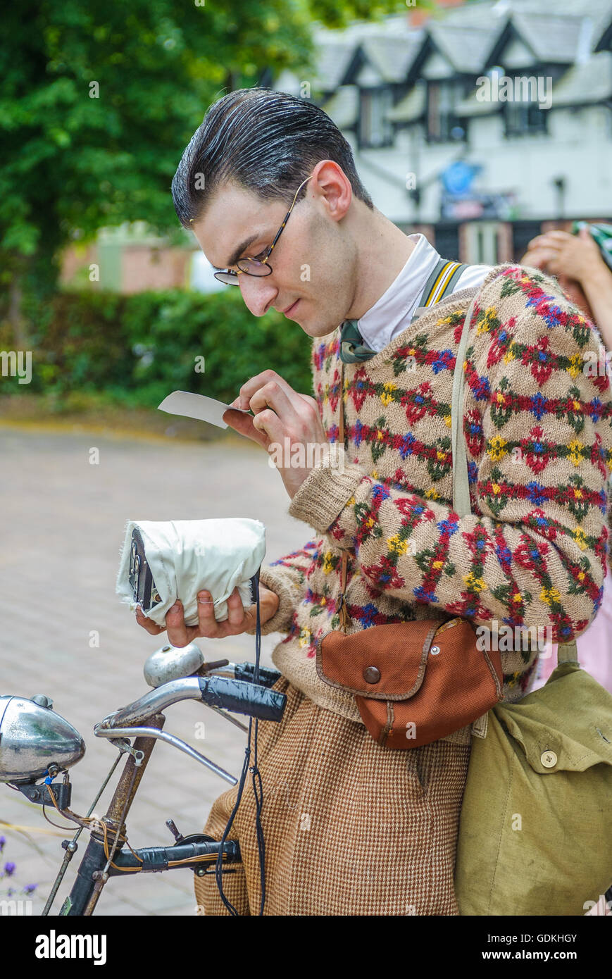 Woodhall Spa 1940s Festival - Young man dressed in typical 1940s style Stock Photo