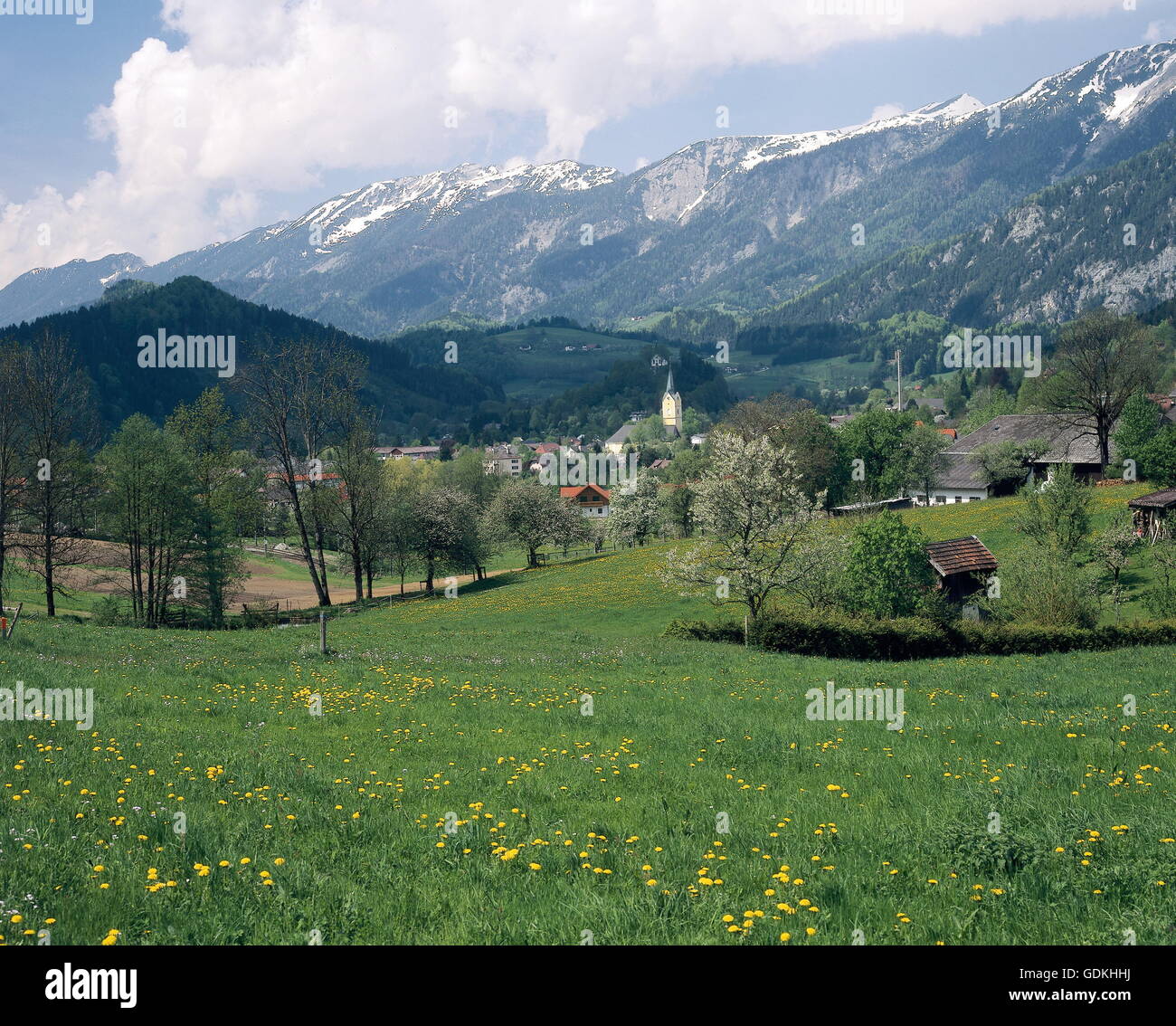geography / travel, Austria, Upper Austria, Windischgarsten, city view / city views, view towards the municipality with Upper Austrian Prealps, Stock Photo