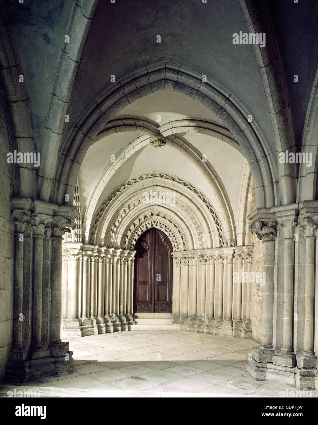 geography / travel, Germany, Bavaria, Ratisbon, castles, Saint Emmeram, former monastery, interior view, cloister, 13th century, Gothic style, Stock Photo