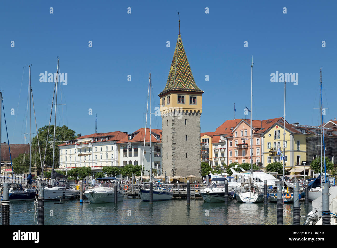 harbour with Mangenturm, Lindau, Lake Constance, Bavaria, Germany Stock Photo Alamy