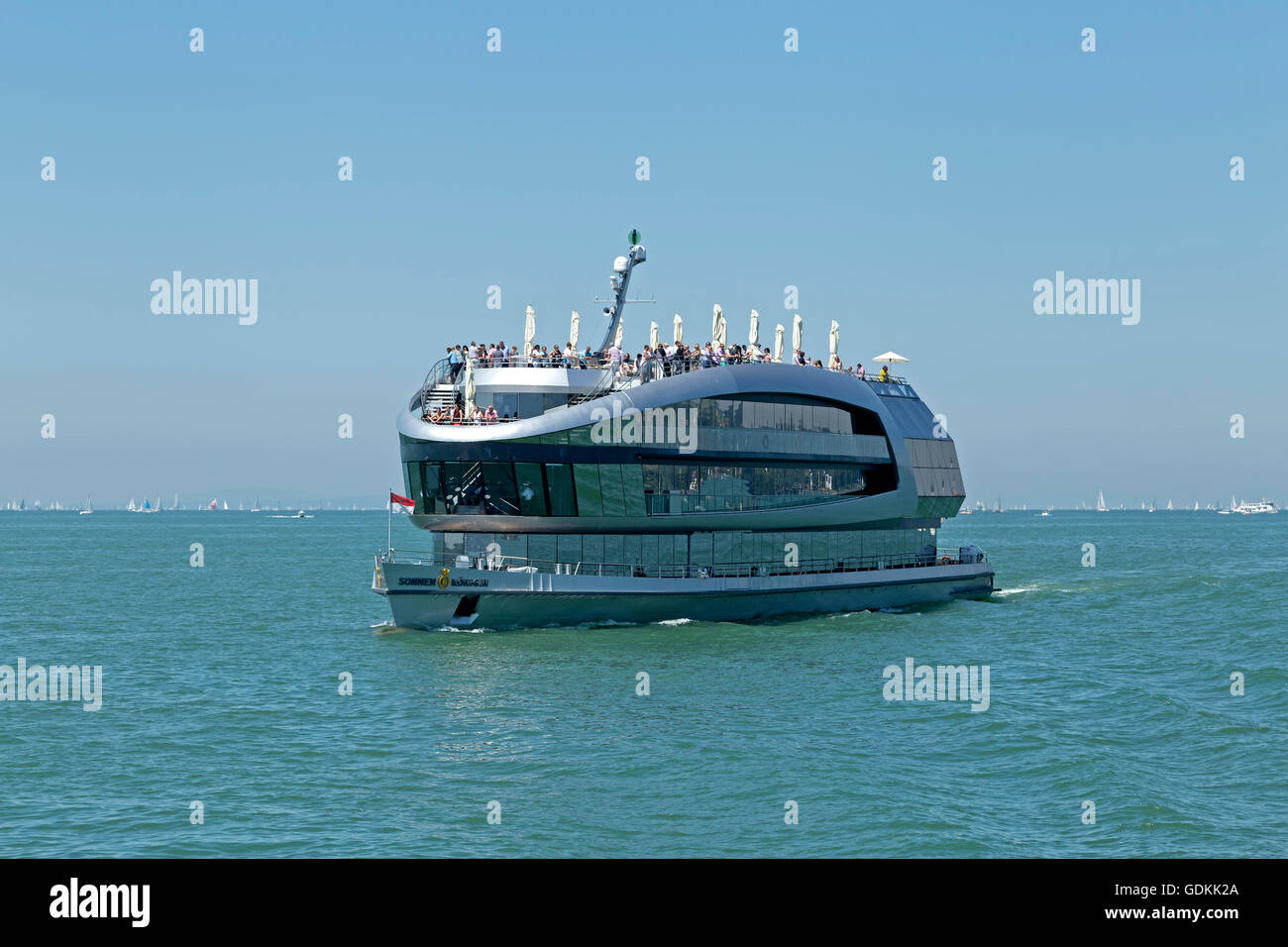 excursion boat near Lindau, Lake Constance, Bavaria, Germany Stock Photo