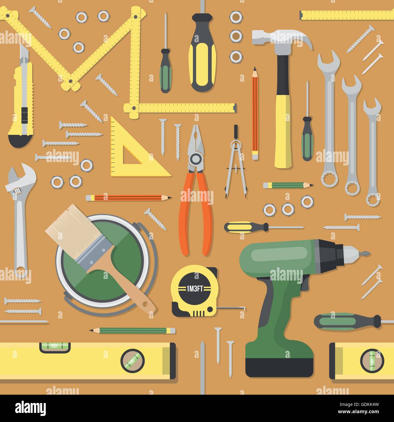 DIY and home renovation tools seamless pattern background Stock Vector