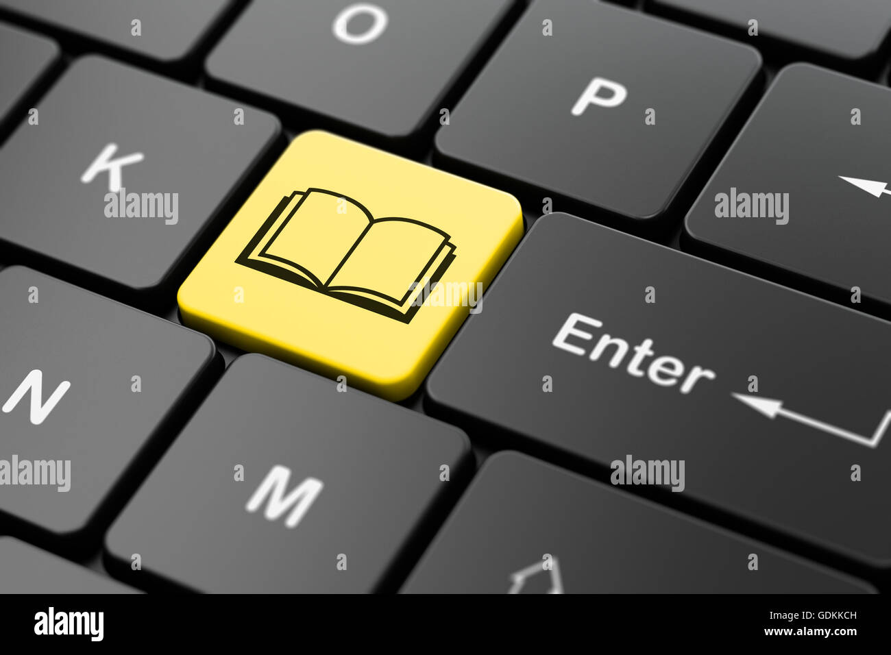 Studying Concept Book On Computer Keyboard Background Stock Photo Alamy